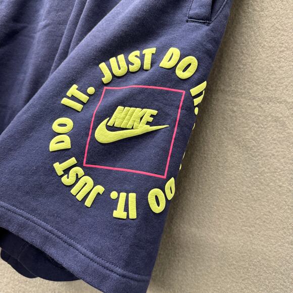 Nike Shorts Mens Small Blue JUST DO IT Logo Fleece Comfy Athleisure Activewear - Picture 4 of 6